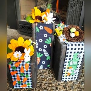Handcrafted Holiday decorative wooden blocks/centerpieces